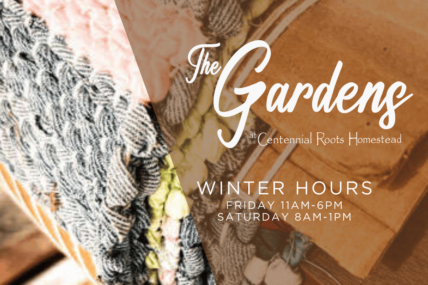 The Gardens. Roll of rugs on old fashioned loom